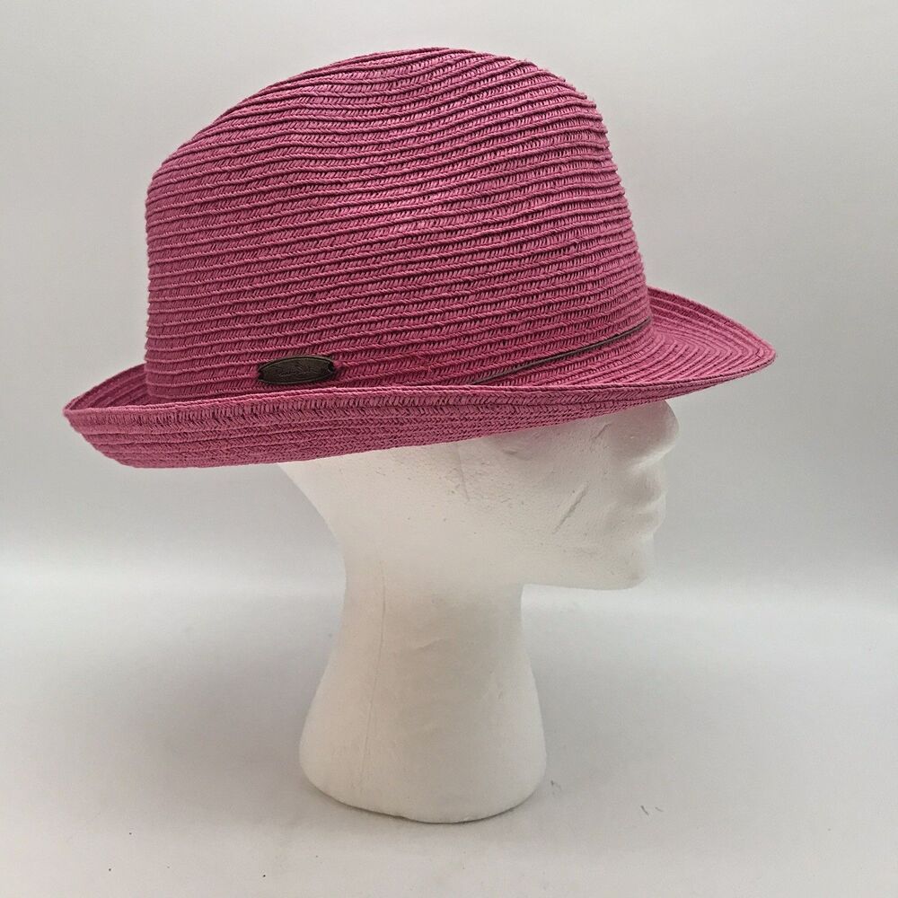 Panama Jack Short Brim Straw Fedora Women's OSFM Band Trilby Cuban Summer Beach - Picture 4 of 10